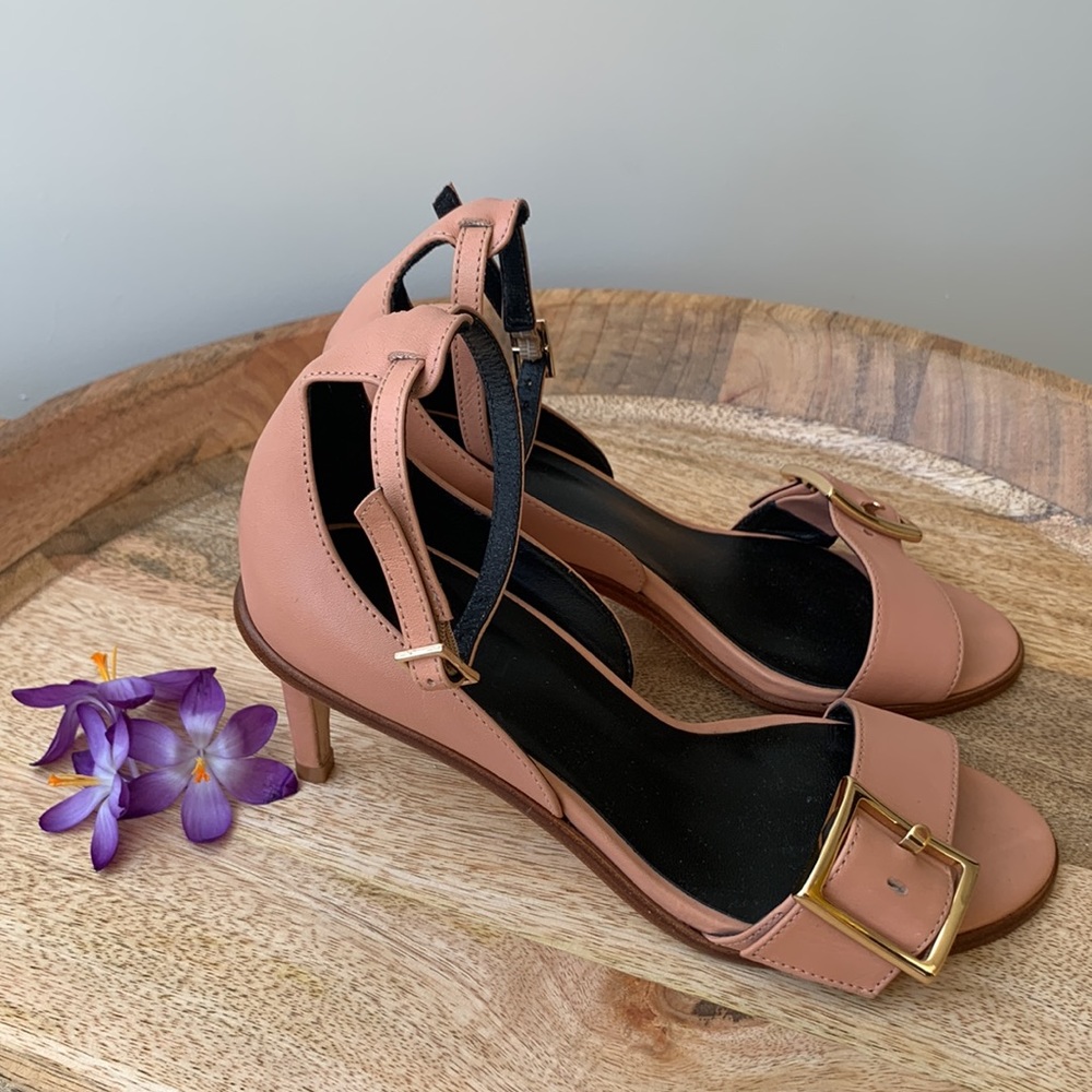 ๐ค๐ค Tibi Ilana Leather Stiletto Sandals - Sz 35.5 - Neutral Heel ๐ค๐ค - Picture 3 of 15